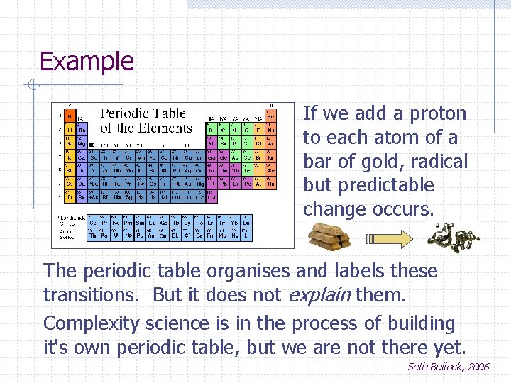 Example If we add a proton to each atom of a bar of gold,
