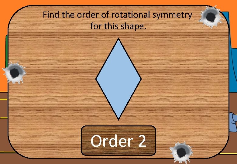 Find the order of rotational symmetry for this shape. Order 2 