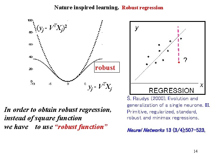 Nature inspired learning. Robust regression (yj - VTXj)2 robust yj - VTXj In order