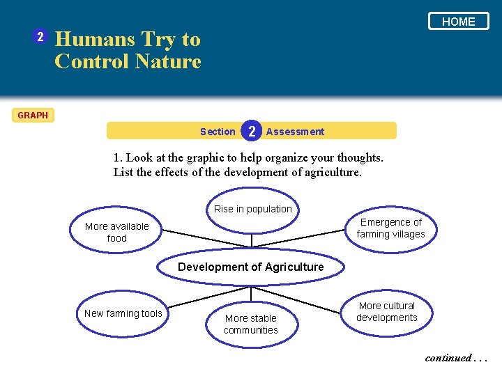 2 HOME Humans Try to Control Nature GRAPH Section 2 Assessment 1. Look at 2 HOME Humans Try to Control Nature GRAPH Section 2 Assessment 1. Look at