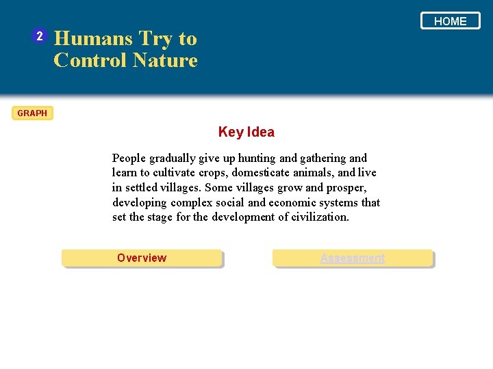 2 HOME Humans Try to Control Nature GRAPH Key Idea People gradually give up 2 HOME Humans Try to Control Nature GRAPH Key Idea People gradually give up