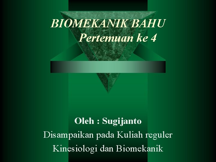 BIOMEKANIK BAHU Pertemuan ke 4 Oleh : Sugijanto Disampaikan pada Kuliah reguler Kinesiologi dan