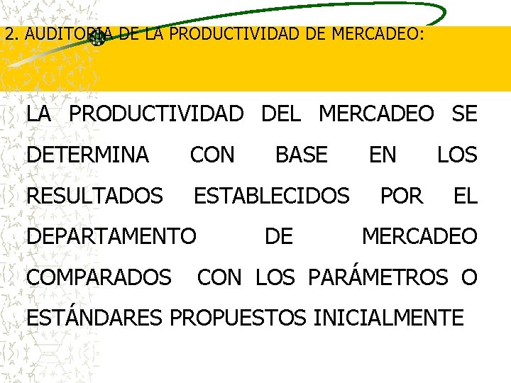2. AUDITORIA DE LA PRODUCTIVIDAD DE MERCADEO: LA PRODUCTIVIDAD DEL MERCADEO SE DETERMINA CON