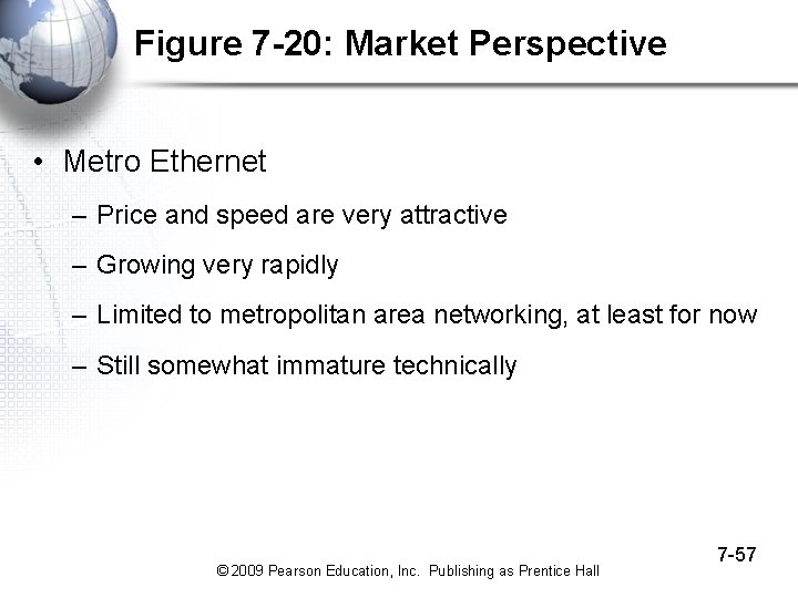 Figure 7 -20: Market Perspective • Metro Ethernet – Price and speed are very
