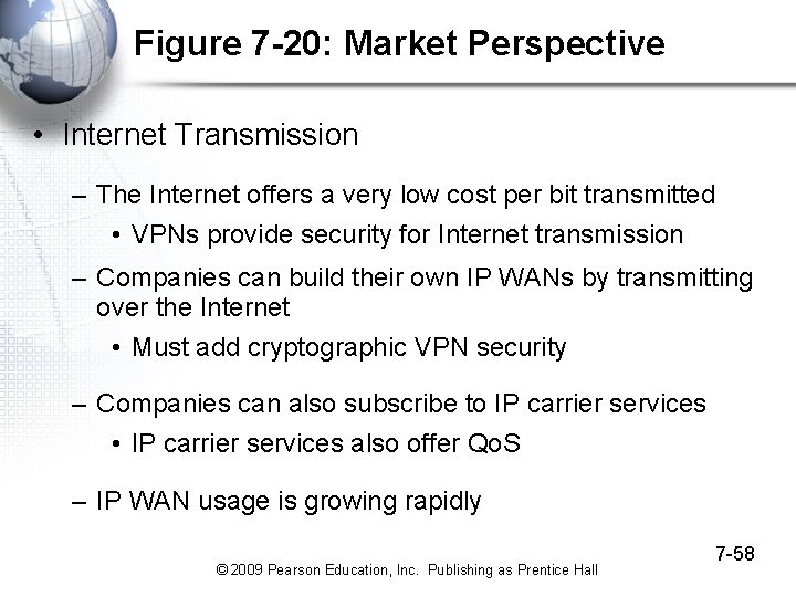 Figure 7 -20: Market Perspective • Internet Transmission – The Internet offers a very