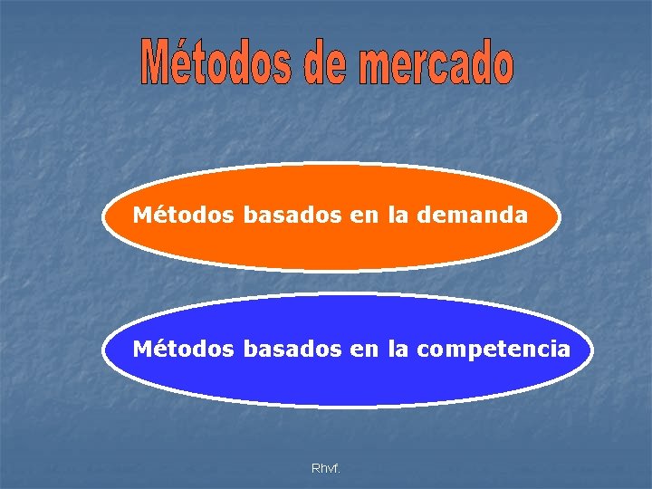 Métodos basados en la demanda Métodos basados en la competencia Rhvf. 