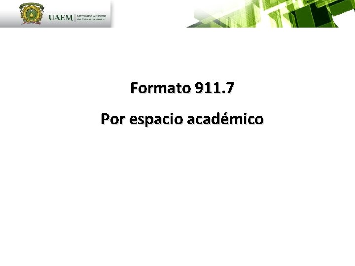 Formato 911. 7 Por espacio académico 