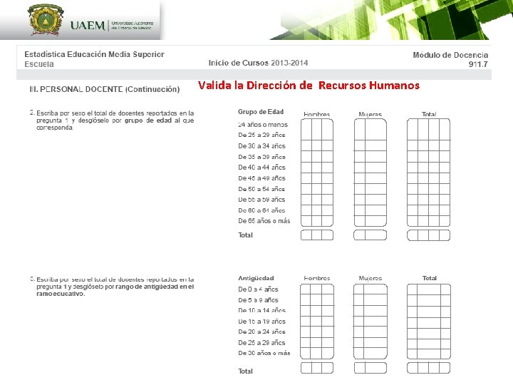 Valida la Dirección de Recursos Humanos 