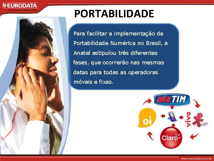PORTABILIDADE Para facilitar a implementação da Portabilidade Numérica no Brasil, a Anatel estipulou três