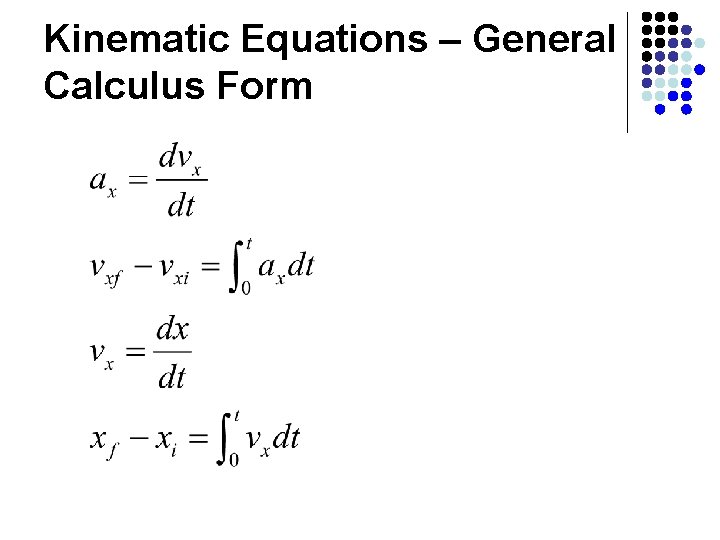 Kinematic Equations – General Calculus Form 