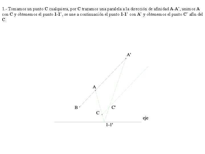 1. - Tomamos un punto C cualquiera, por C trazamos una paralela a la