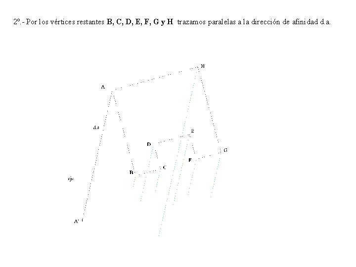 2º. - Por los vértices restantes B, C, D, E, F, G y H