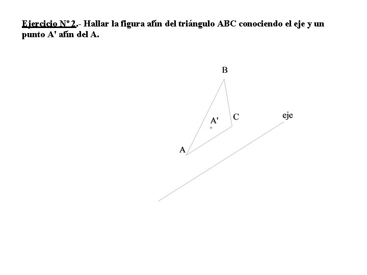 Ejercicio Nº 2. - Hallar la figura afín del triángulo ABC conociendo el eje