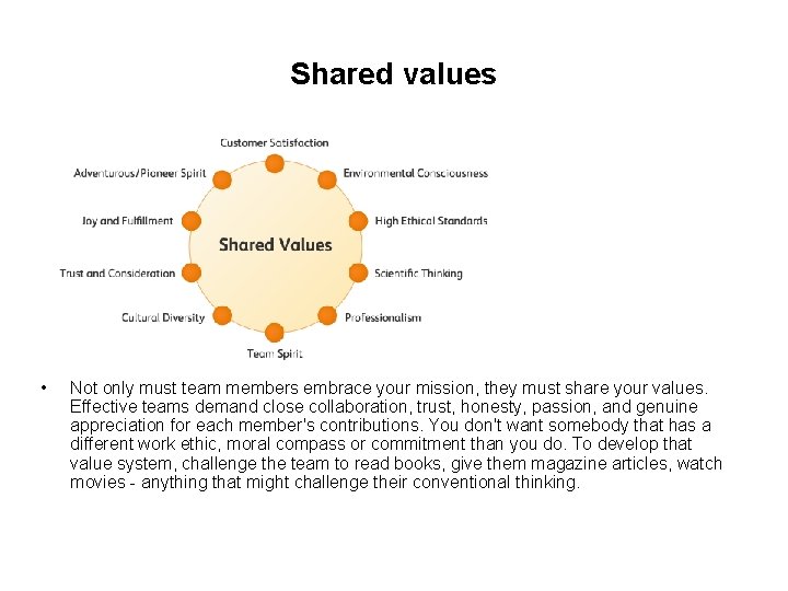 Shared Values And Vision How to Build a High Performance Team in