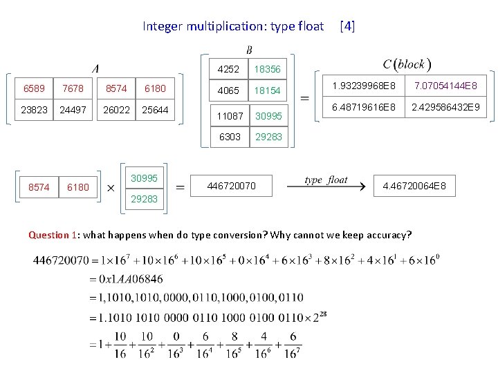 Integer multiplication: type float 6589 7678 8574 6180 23823 24497 26022 25644 8574 6180