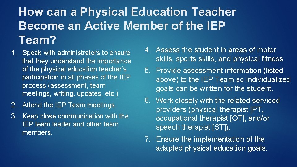 How can a Physical Education Teacher Become an Active Member of the IEP Team?