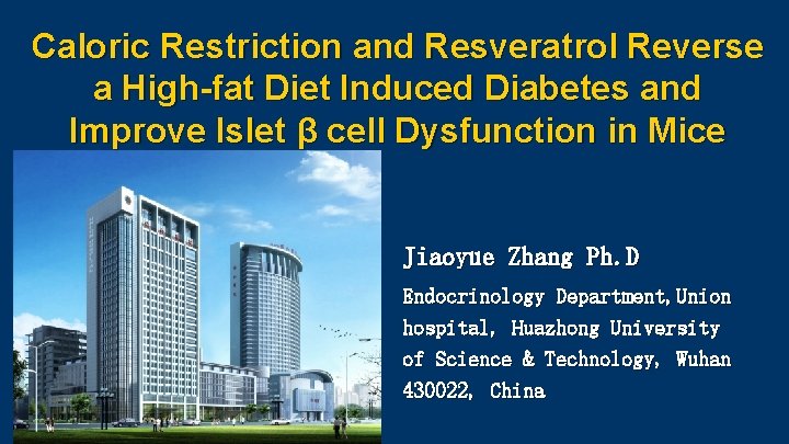 Caloric Restriction and Resveratrol Reverse a High-fat Diet Induced Diabetes and Improve Islet β