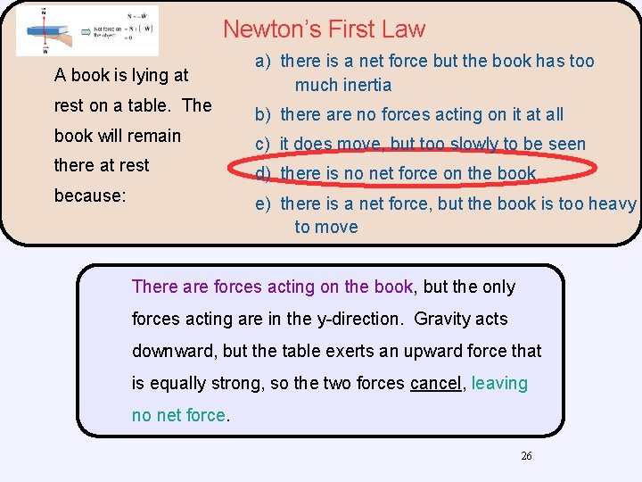 Newton’s First Law A book is lying at a) there is a net force