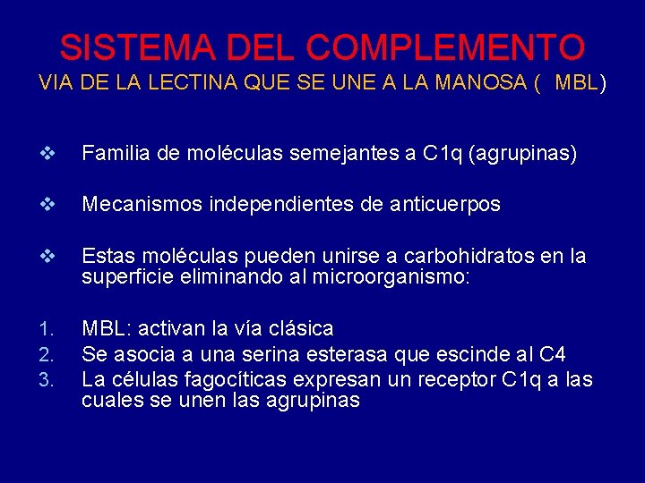 SISTEMA DEL COMPLEMENTO VIA DE LA LECTINA QUE SE UNE A LA MANOSA (