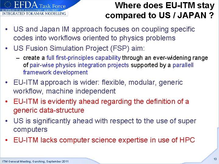 Where does EU-ITM stay compared to US / JAPAN ? • US and Japan