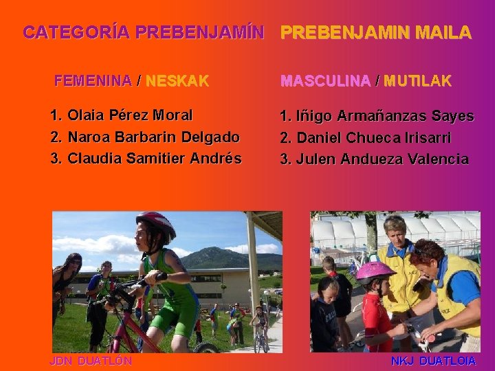 CATEGORÍA PREBENJAMÍN PREBENJAMIN MAILA FEMENINA / NESKAK MASCULINA / MUTILAK 1. Olaia Pérez Moral