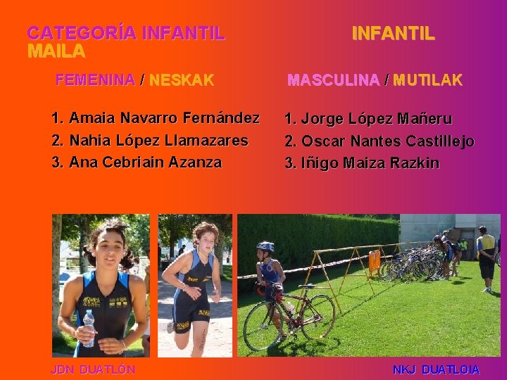 CATEGORÍA INFANTIL MAILA INFANTIL FEMENINA / NESKAK MASCULINA / MUTILAK 1. Amaia Navarro Fernández