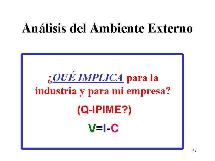 Análisis del Ambiente Externo ¿QUÉ IMPLICA para la industria y para mi empresa? (Q-IPIME?