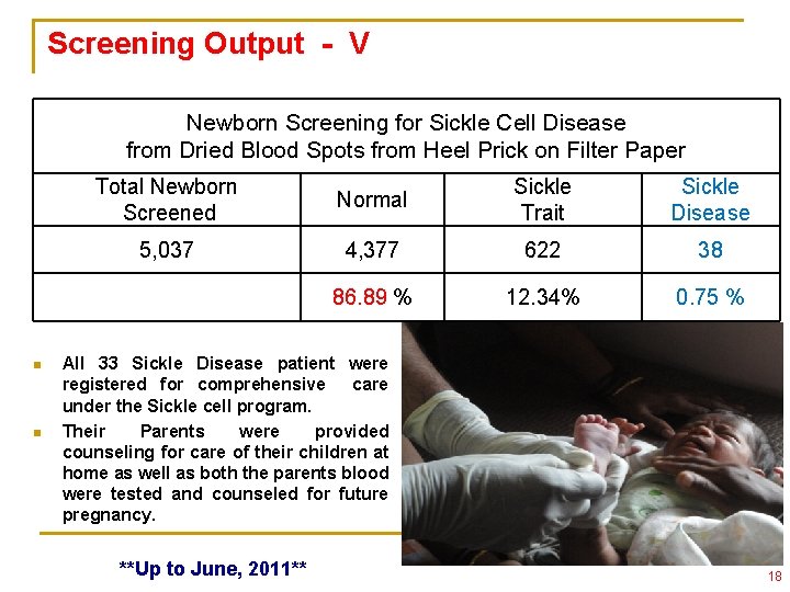 Screening Output - V Newborn Screening for Sickle Cell Disease from Dried Blood Spots