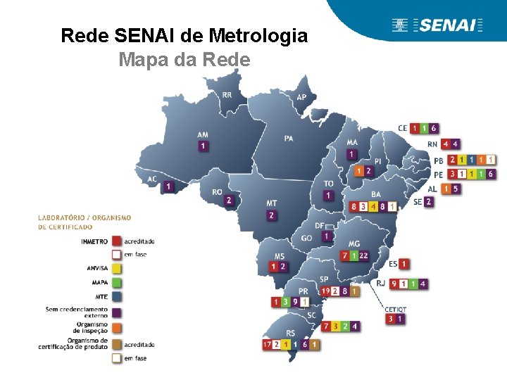 Rede SENAI de Metrologia Mapa da Rede 