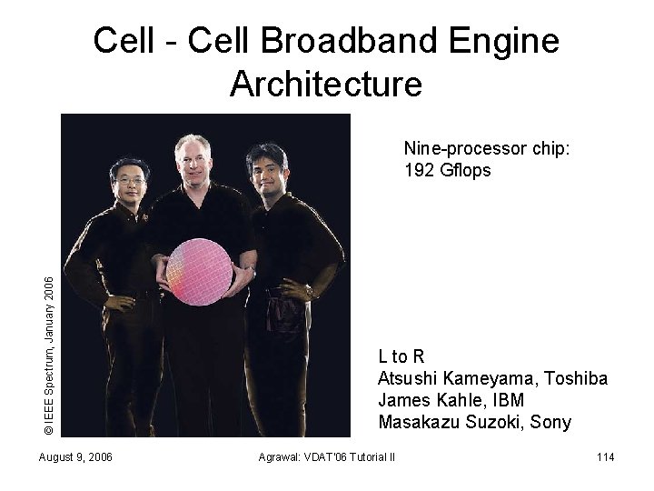 Cell - Cell Broadband Engine Architecture © IEEE Spectrum, January 2006 Nine-processor chip: 192