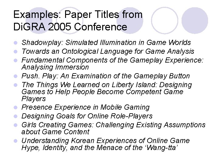 A Title Game Example Introduction to Game Studies Games in Culture Chapter
