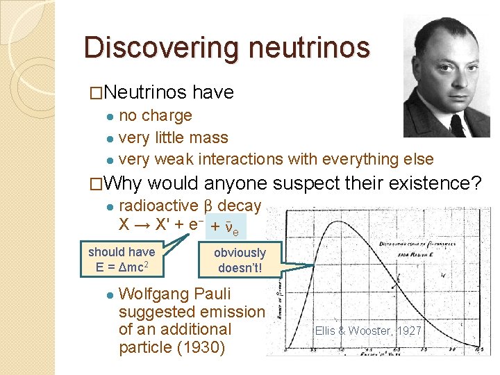 Discovering neutrinos �Neutrinos have ● no charge ● very little mass ● very weak