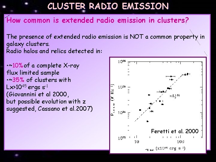 CLUSTER RADIO EMISSION How common is extended radio emission in clusters? The presence of
