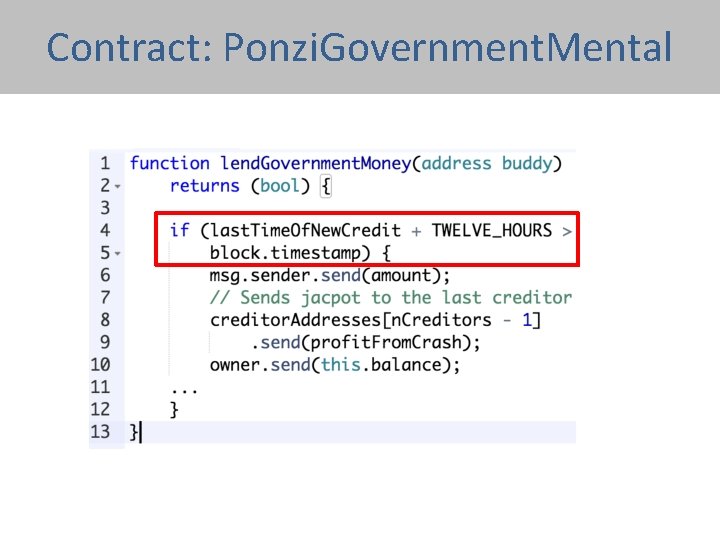 Contract: Ponzi. Government. Mental 