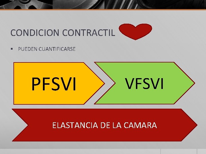 CONDICION CONTRACTIL § PUEDEN CUANTIFICARSE PFSVI VFSVI ELASTANCIA DE LA CAMARA 