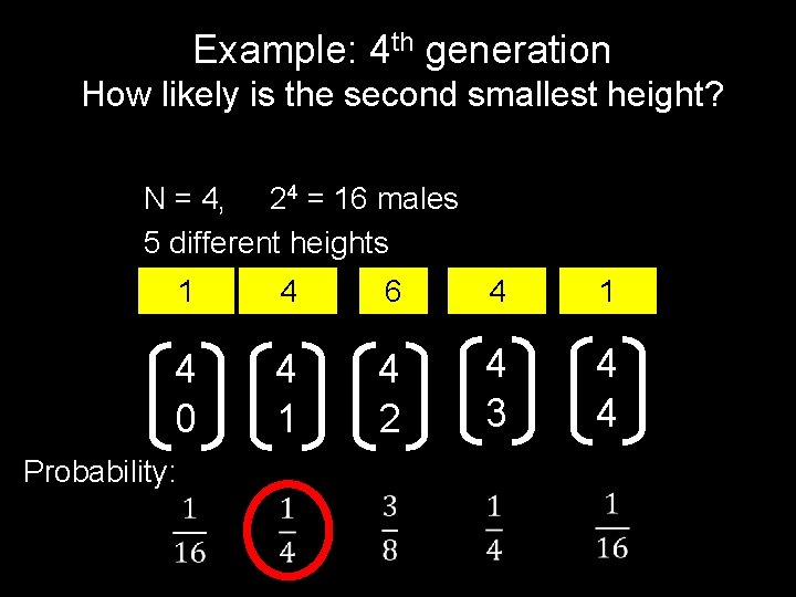 Example: 4 th generation How likely is the second smallest height? N = 4,
