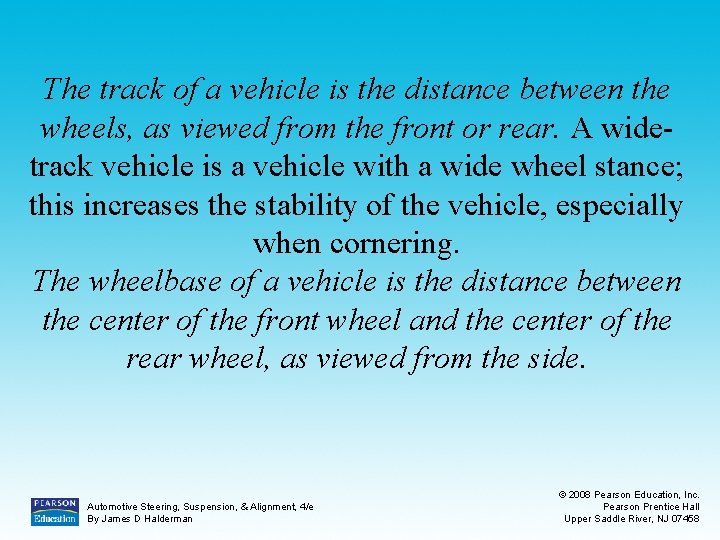 The track of a vehicle is the distance between the wheels, as viewed from