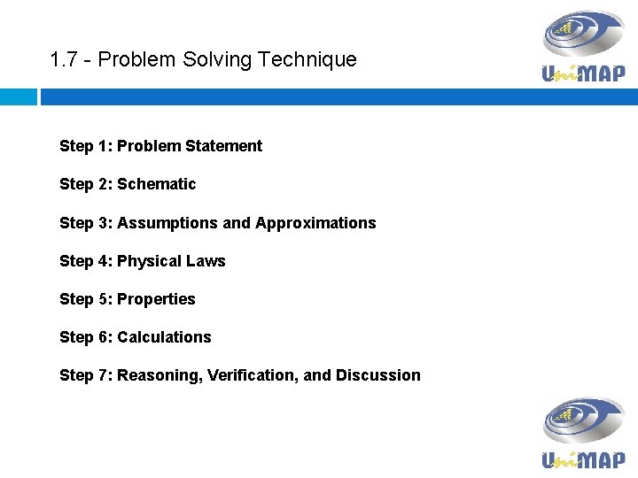 1. 7 - Problem Solving Technique Step 1: Problem Statement Step 2: Schematic Step
