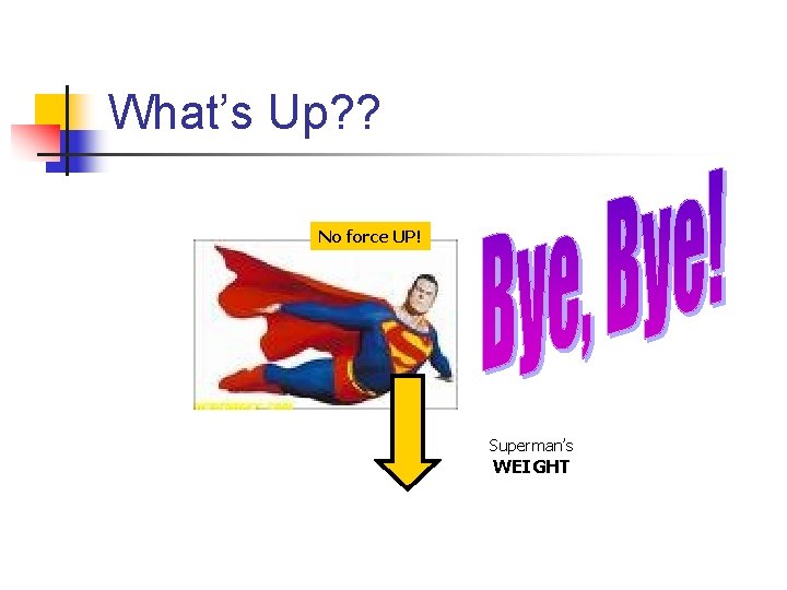What’s Up? ? No force UP! Superman’s WEIGHT 