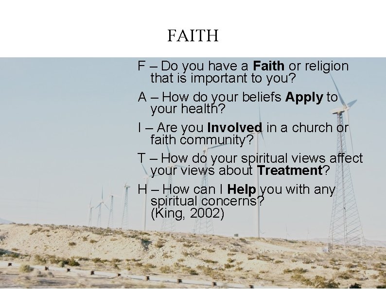 FAITH F – Do you have a Faith or religion that is important to