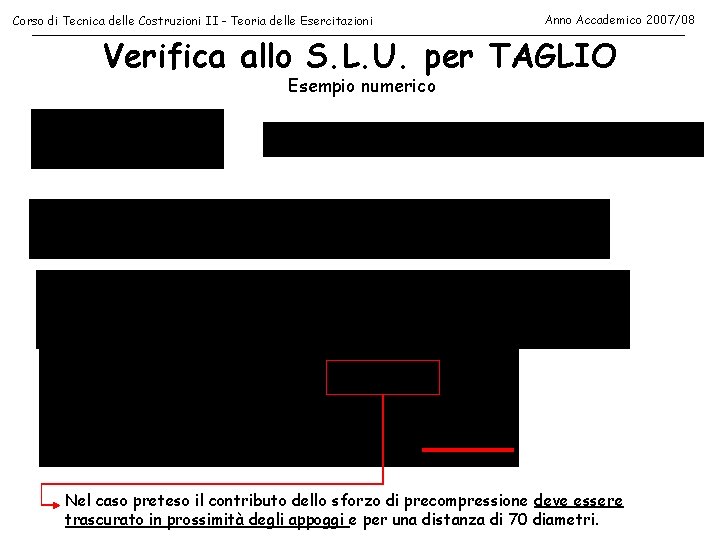 Corso di Tecnica delle Costruzioni II - Teoria delle Esercitazioni Anno Accademico 2007/08 Verifica