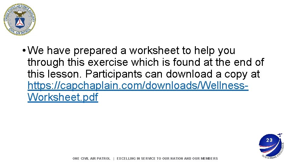 • We have prepared a worksheet to help you through this exercise which • We have prepared a worksheet to help you through this exercise which
