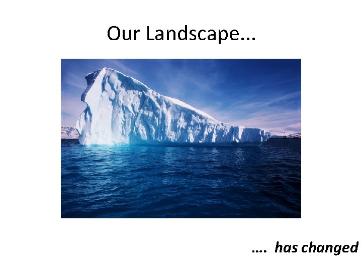 Our Landscape. . . …. has changed 