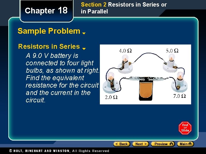 Chapter 18 Section 2 Resistors in Series or in Parallel Sample Problem Resistors in Chapter 18 Section 2 Resistors in Series or in Parallel Sample Problem Resistors in