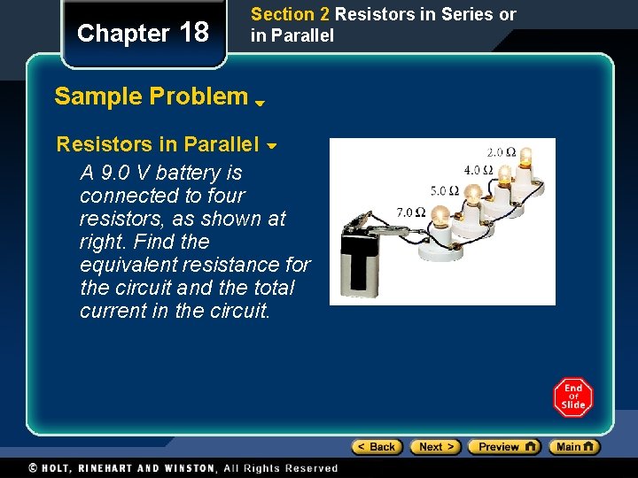 Chapter 18 Section 2 Resistors in Series or in Parallel Sample Problem Resistors in Chapter 18 Section 2 Resistors in Series or in Parallel Sample Problem Resistors in