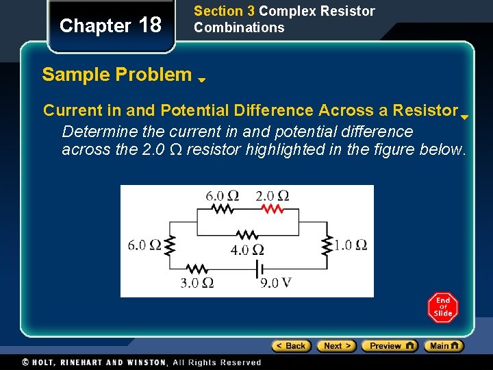 Chapter 18 Section 3 Complex Resistor Combinations Sample Problem Current in and Potential Difference Chapter 18 Section 3 Complex Resistor Combinations Sample Problem Current in and Potential Difference