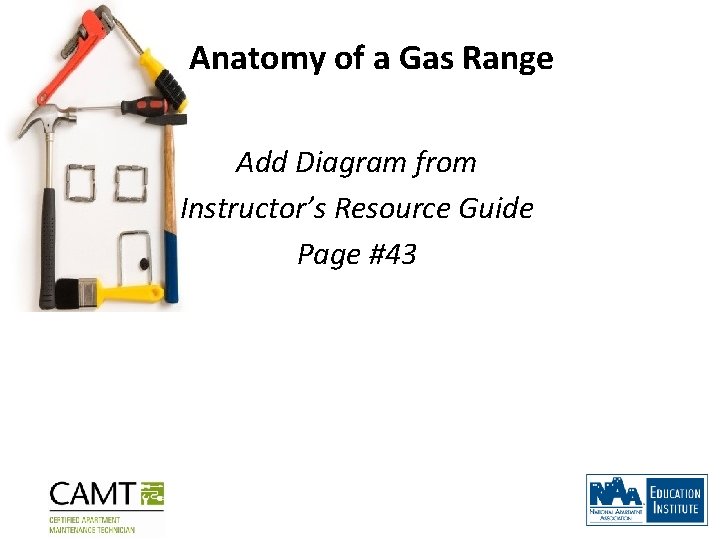 Anatomy of a Gas Range Add Diagram from Instructor’s Resource Guide Page #43 