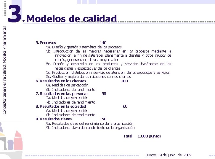 Conceptos generales de calidad. Modelos y herramientas 3 Modelos de calidad 5. Procesos 140