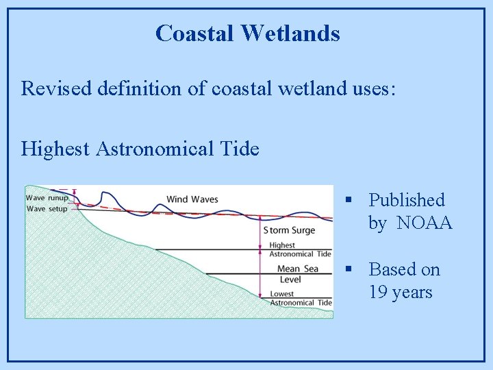Coastal Wetlands Revised definition of coastal wetland uses: Highest Astronomical Tide § Published by