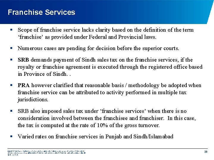 Franchise Services § Scope of franchise service lacks clarity based on the definition of